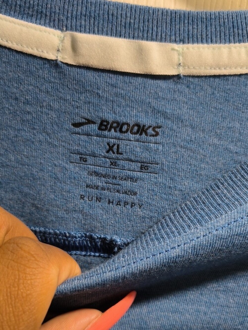 Brooks Blue Long Sleeve Running Tee with Slogan - Picture 2 of 3